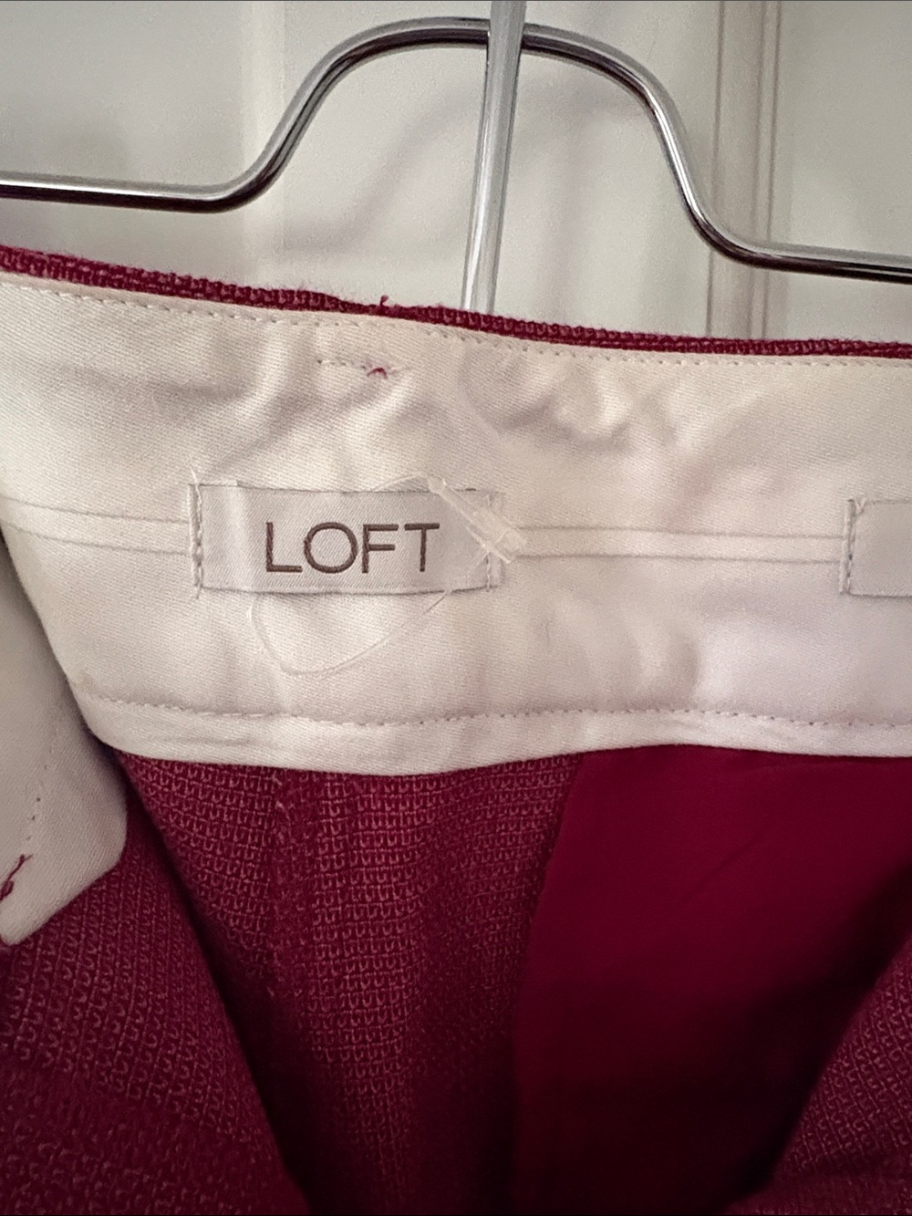 LOFT Raspberry-Red Straight-Leg Pants - Picture 2 of 8